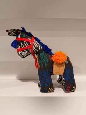 Handmade Fabric South American Folk Art Stuffed Alpaca / Horse